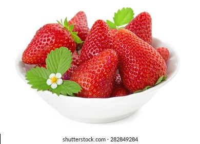 Bowl Of Strawberries Isolated On White Background