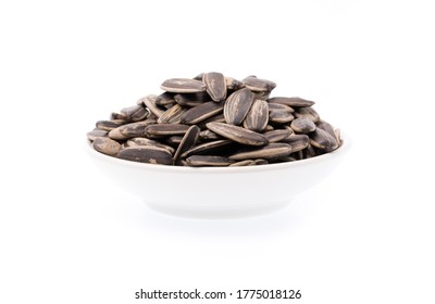 Bowl Sun Flower Seed Isolated On White Background