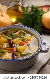 Bowl Of Tasty Turnip Soup With Napkin On Table