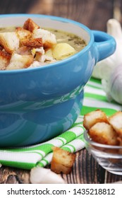 A Bowl With Traditional Czech Garlic Soup Cesnecka