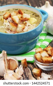 A Bowl With Traditional Czech Garlic Soup Cesnecka