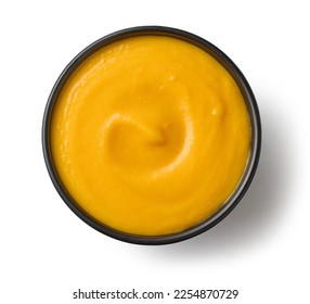bowl of vegetable cream soup isolated on white background, top view - Shutterstock ID 2254870729