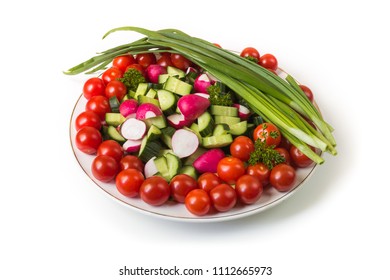 bowl of vegetables isolated on white