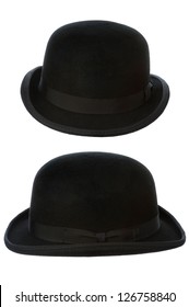 Bowler Or Derby Hat Front And Side View Isolated On A White Background