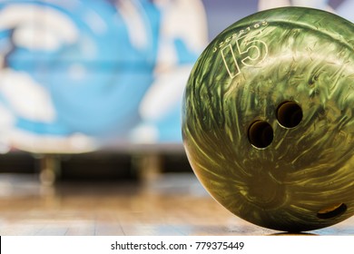 Bowling Ball On Bowling Alley
