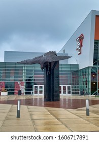 Bowling Green, Ohio / USA - April 19, 2019: The Falcon Statue By The Stroh Center Entrance At The Bowling Green State University.