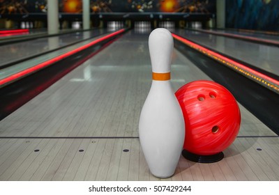 bowling skittles and ball for bowling game