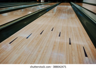 Bowling wooden floor with lane 