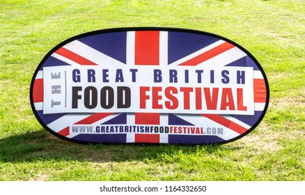 BOWOOD UK - AUGUST 25, 2018: The Great British Food Festival Sign At  Bowood House In Wiltshire