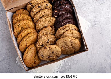 Box Of Assorted Cookies Freshly Baked And Packed To Go