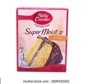 A Box Of Betty Crocker Super Moist Yellow Cake Mix Isolated On White For Illustrative Editorial