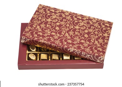 Box Of Chocolate Candies Isolated On White