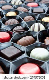 Box Of Chocolates At An Angled Overhead View With A Shallow Depth Of Field