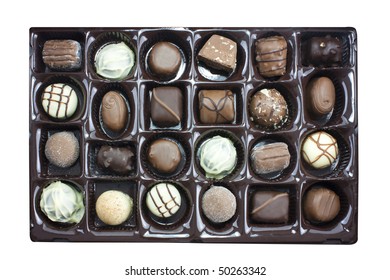 Box Of Chocolates Truffles Viewed From Overhead