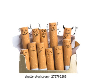 Box of cigarettes with Devil Face isolated on a white background