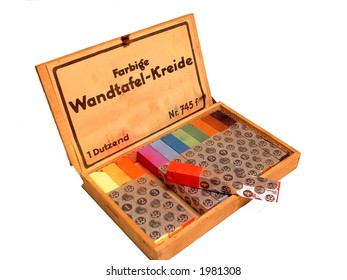 A box of colored chalk