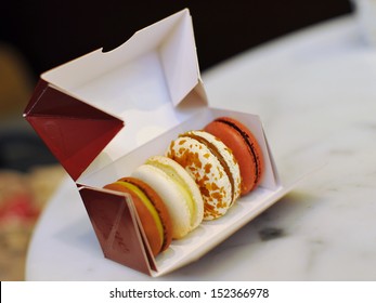 Box of different flavored macaroons