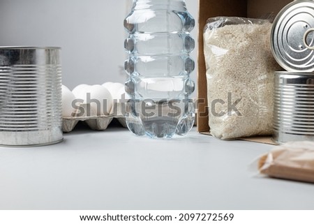 A box of dry rations as charity during a pandemic
