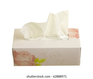 Box With Facial Tissues; Isolated On White Background