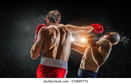 Box fighters trainning outdoor . Mixed media . Mixed media - Powered by Shutterstock