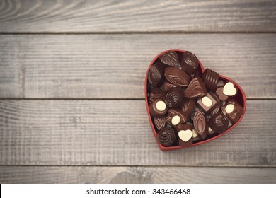 Box Full Of Chocolate Hearts