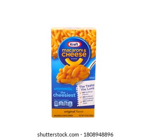 A box of Kraft Macaroni and Cheese Isolated on White for Illustrative Editorial