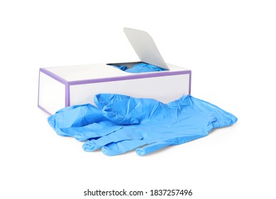 Box Of New Medical Gloves Isolated On White