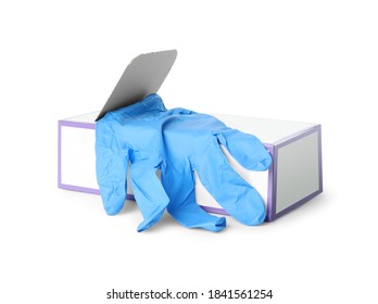 Box Of New Medical Gloves Isolated On White