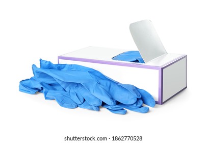 Box Of New Medical Gloves Isolated On White