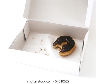 Box With One Partially Eaten Donut