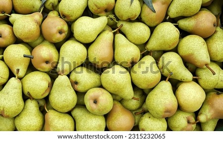 A box of pears on the farm. Full frame pear photo.