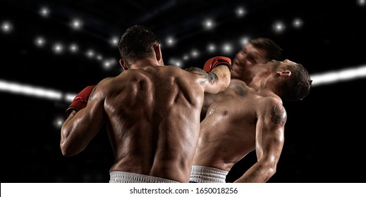 Box professional match on smoke background. Two image of the same model