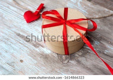 Similar – Image, Stock Photo White gift box with label on wooden table.