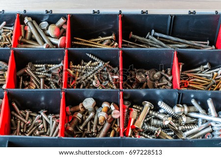Box with screws