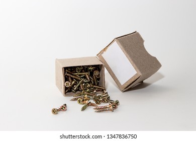 a box of screws on the white background