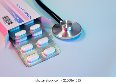 box of statin pills to control cholesterol levels