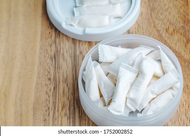 Box Of Swedish Nicotine , Snus On Wood Background