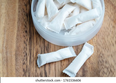 Box Of Swedish Nicotine , Snus On Wood Background