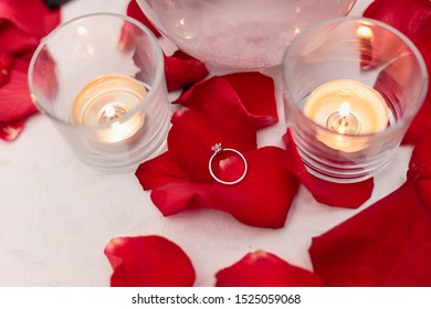 A box with a wedding ring. Close-up