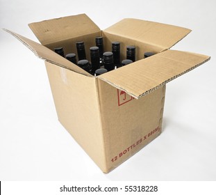 Box Of Wine On The Plain Background