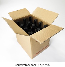 Box Of Wine On The Plain Background