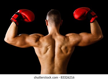 Boxer raising his arms