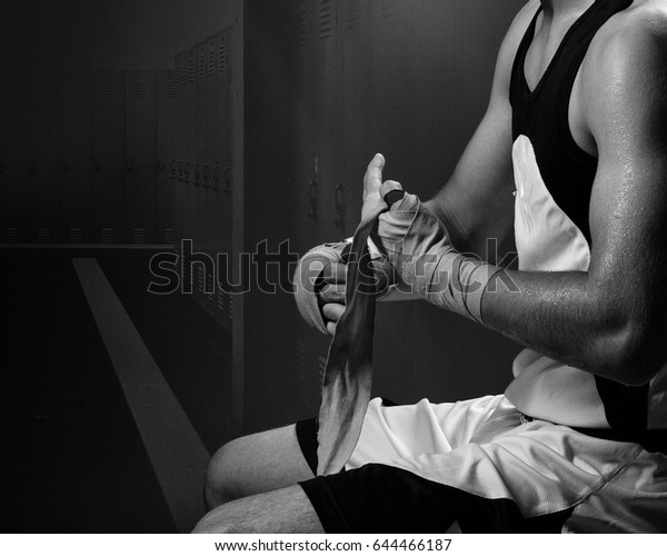 Boxer Taping Hands Fight Locker Room Stock Photo Edit Now