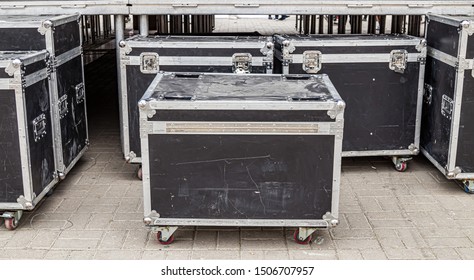 Boxes of a case for musical equipment