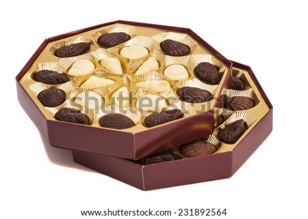 Boxes of Chocolate Candy isolated on white
