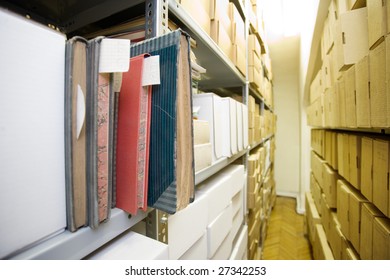 boxes on the shelf