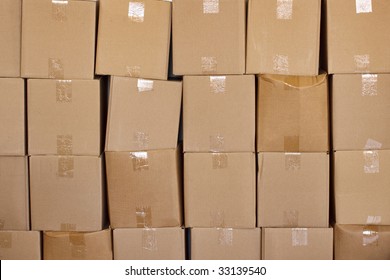 Boxes Stacked Up Solated Over A White Background