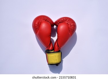 Boxing Gloves Close Up, Look Like A Heart. Abstract Love Concept.