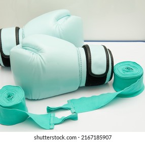 Boxing Gloves On Floor No Person In Sport Gear Concept