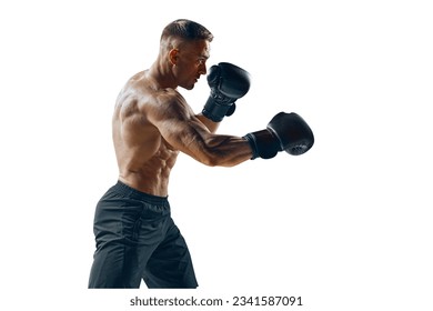 Boxing, gloves and portrait of man for sports exercise, strong muscle or mma training. Male boxer, workout, training. - Powered by Shutterstock